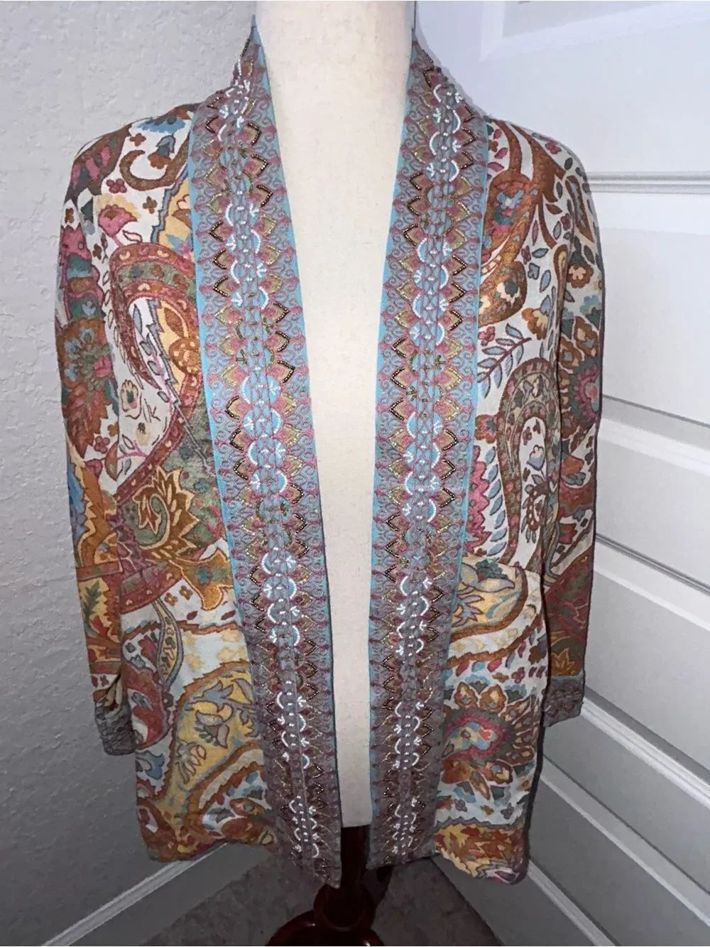 New, Soft Surroundings Verrado Beaded Embellished Paisley Open Front Jacket